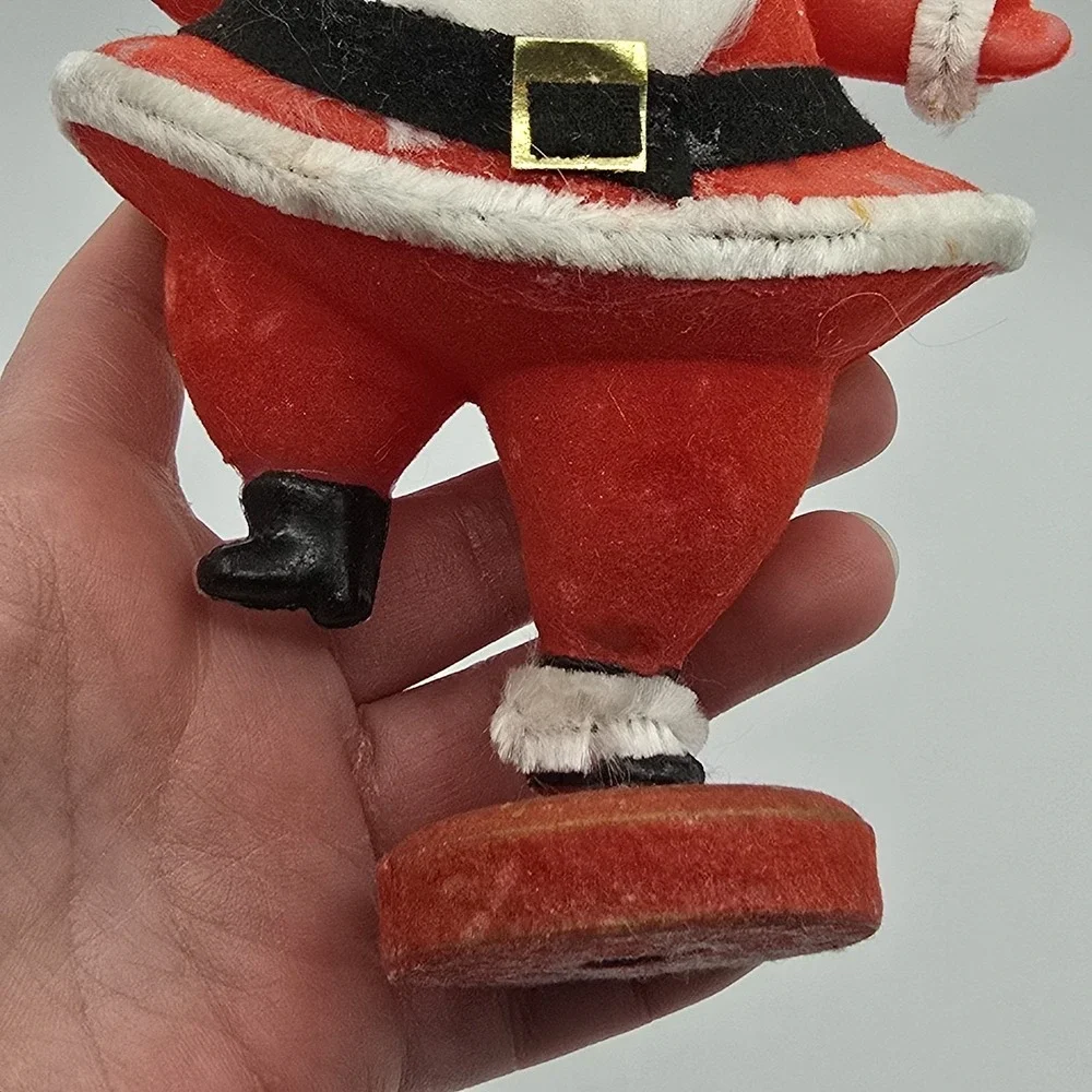 Vintage Flocked Dancing Santa Claus 1960s Christmas‎ Holiday Kitschy 7